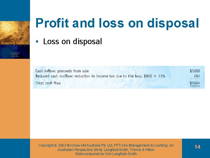 Profit and loss on disposal s Loss on disposal Copyright 2003 Mc. Graw-Hill Australia