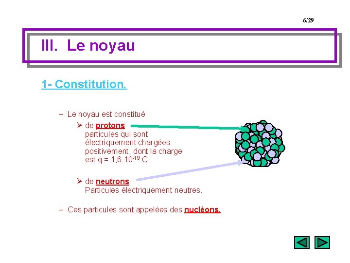 6/29 III. Le noyau 1 - Constitution. – Le noyau est constitué Ø de