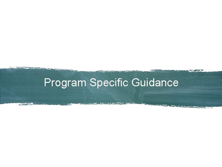 Program Specific Guidance 