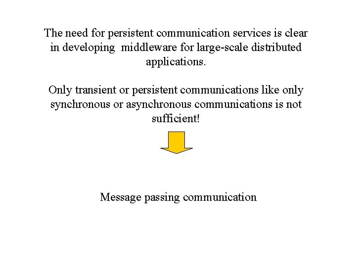 The need for persistent communication services is clear in developing middleware for large-scale distributed