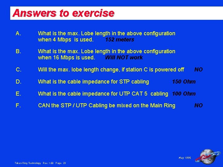 Answers to exercise A. What is the max. Lobe length in the above configuration