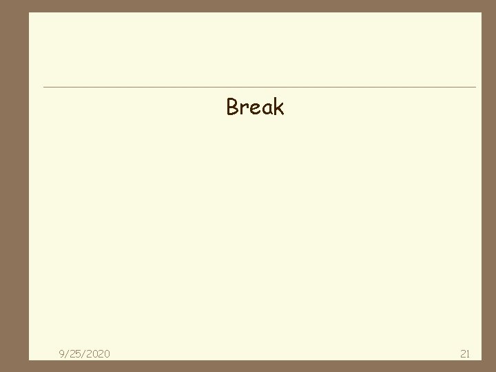 Break 9/25/2020 21 
