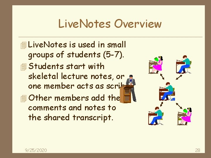 Live. Notes Overview 4 Live. Notes is used in small groups of students (5