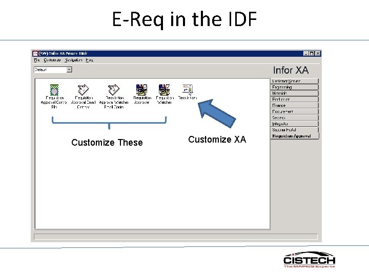 E-Req in the IDF Customize These Customize XA 