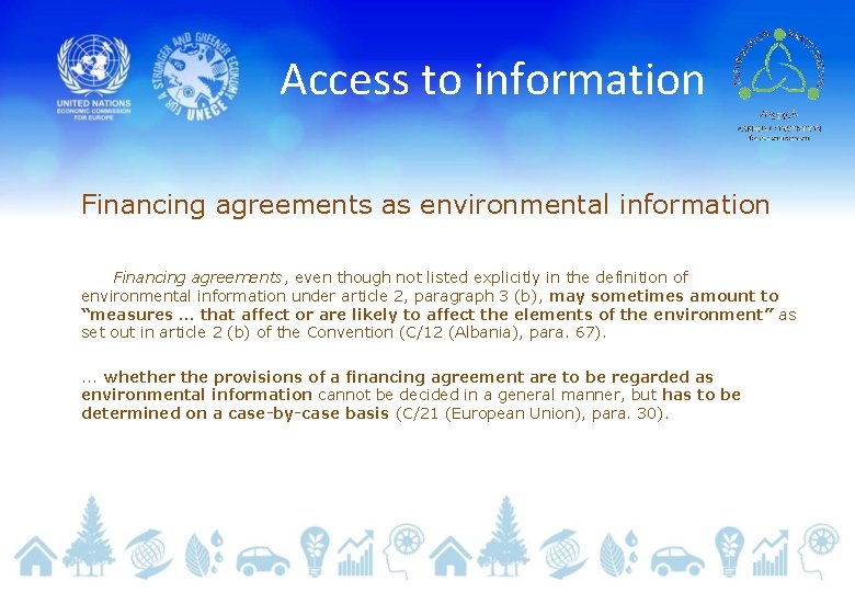 Access to information Financing agreements as environmental information Financing agreements, even though not listed Access to information Financing agreements as environmental information Financing agreements, even though not listed