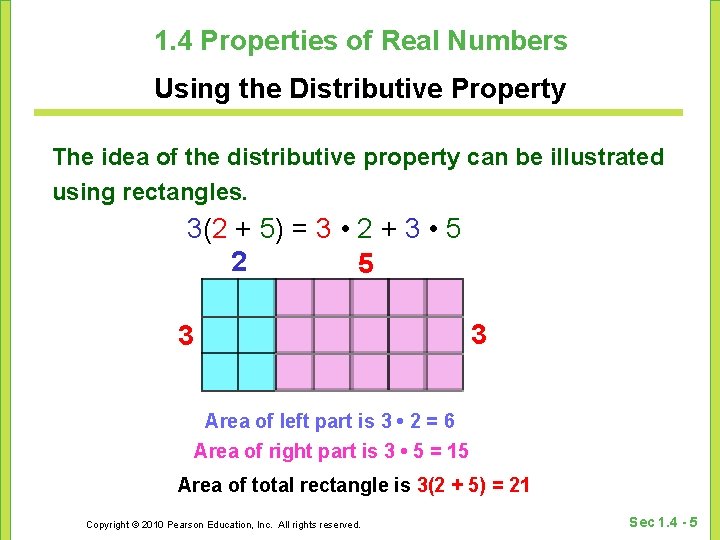 1. 4 Properties of Real Numbers Using the Distributive Property The idea of the