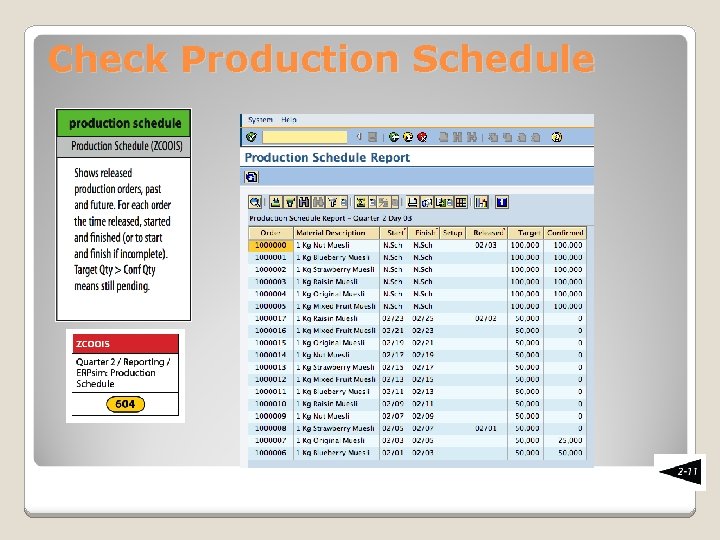 Check Production Schedule 
