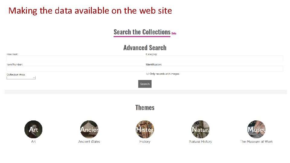 Making the data available on the web site 