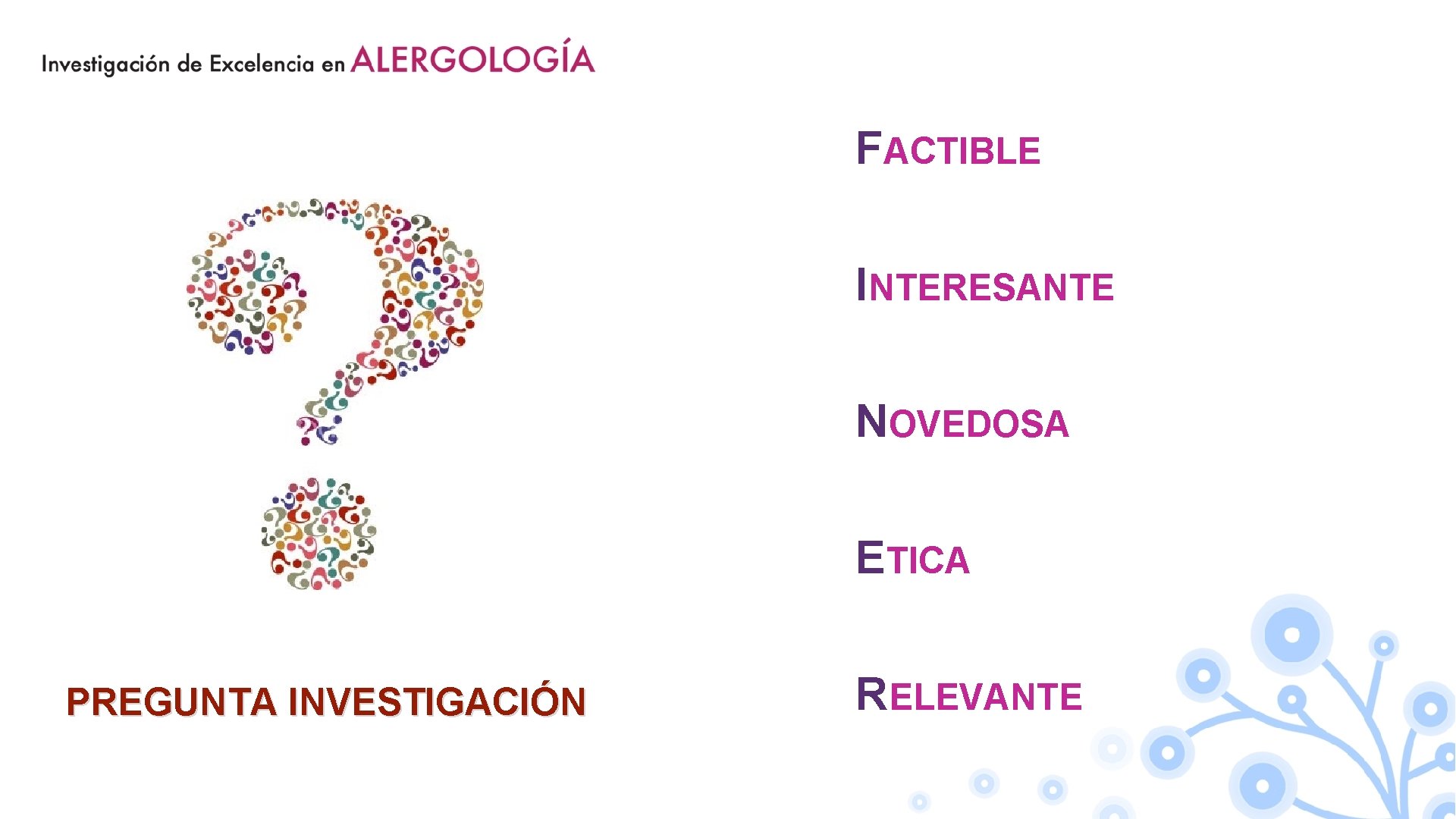 FACTIBLE INTERESANTE NOVEDOSA ETICA PREGUNTA INVESTIGACIÓN RELEVANTE 
