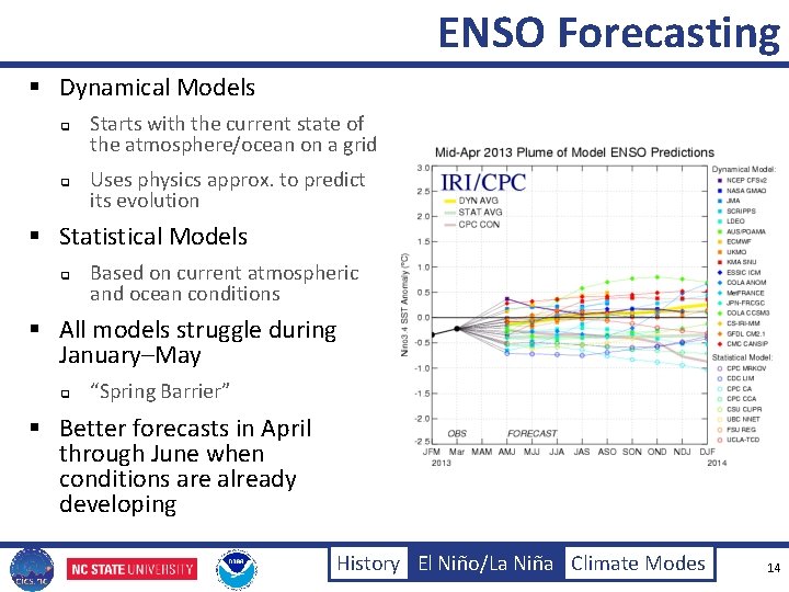 ENSO Forecasting § Dynamical Models q q Starts with the current state of the