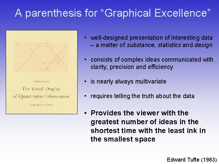 A parenthesis for “Graphical Excellence” • well-designed presentation of interesting data – a matter