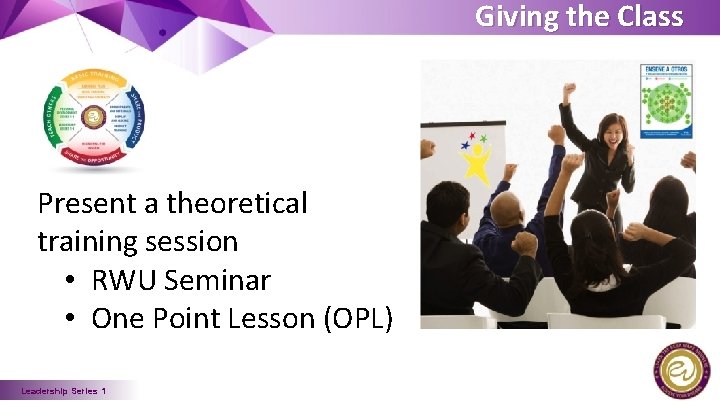 Giving the Class Present a theoretical training session • RWU Seminar • One Point
