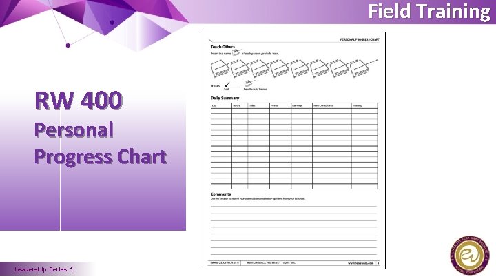 Field Training RW 400 Personal Progress Chart Leadership Series 1 