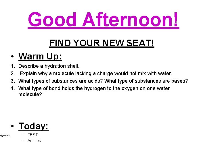 Good Afternoon! FIND YOUR NEW SEAT! • Warm Up: 1. 2. 3. 4. Describe Good Afternoon! FIND YOUR NEW SEAT! • Warm Up: 1. 2. 3. 4. Describe