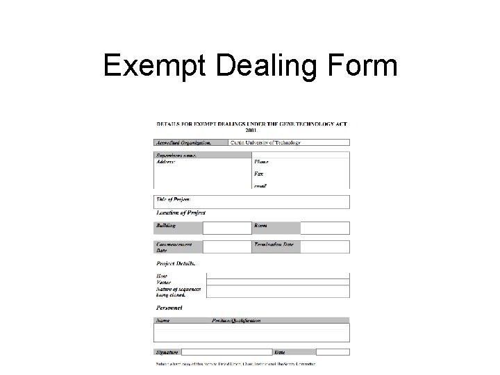 Exempt Dealing Form 