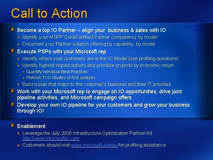 Call to Action Become a top IO Partner – align your business & sales