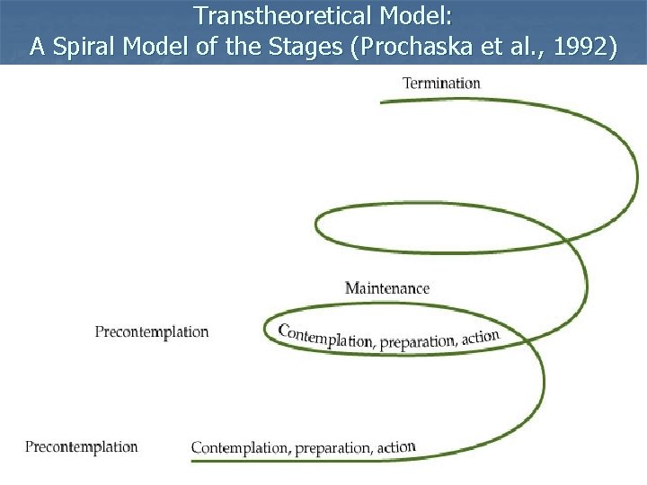 Transtheoretical Model: A Spiral Model of the Stages (Prochaska et al. , 1992) 