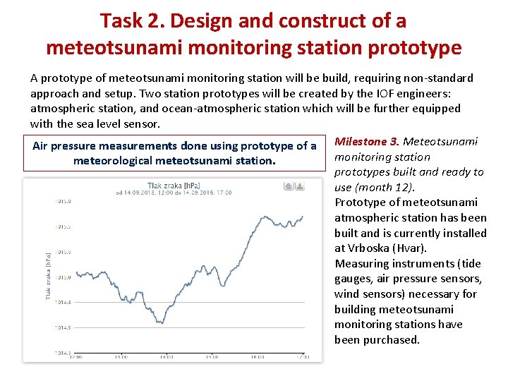 Task 2. Design and construct of a meteotsunami monitoring station prototype A prototype of