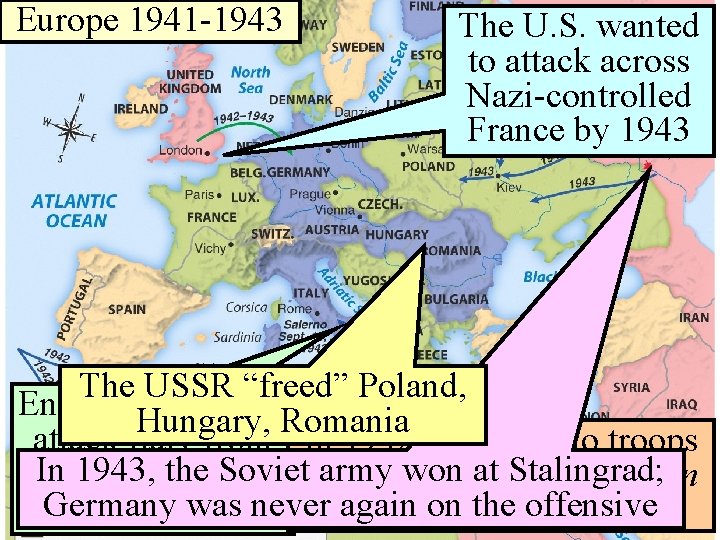 Europe 1941 -1943 The U. S. wanted to attack across Nazi-controlled France by 1943