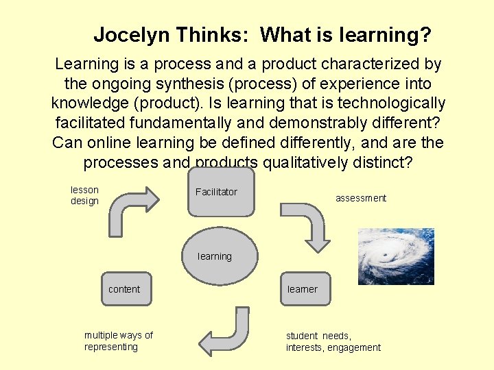 Jocelyn Thinks: What is learning? Learning is a process and a product characterized by