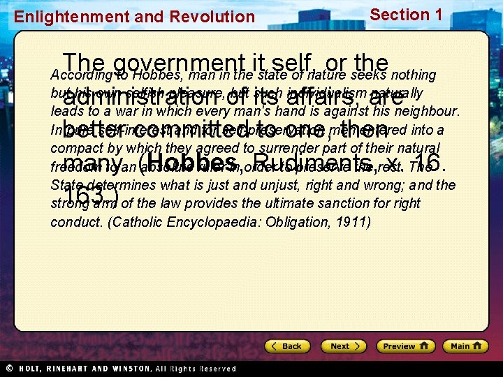 Enlightenment and Revolution Section 1 The government it self, or the administration of its