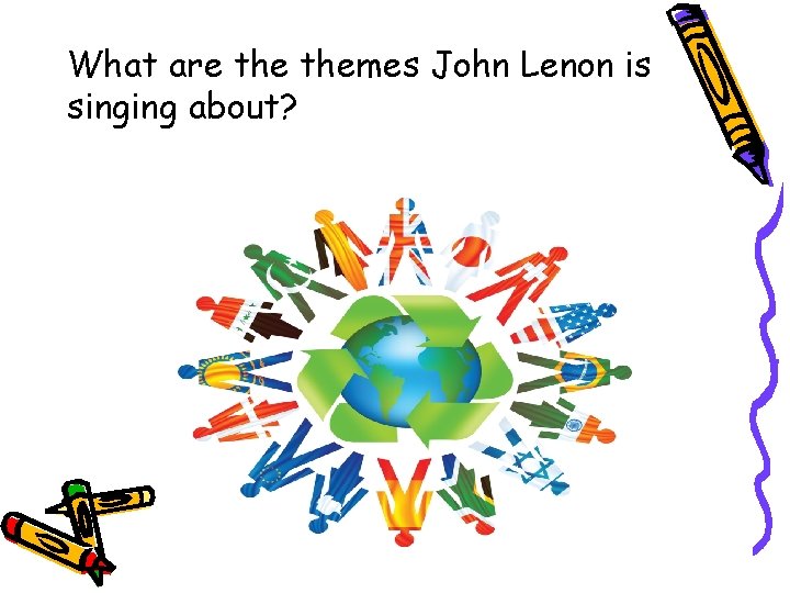 What are themes John Lenon is singing about? 