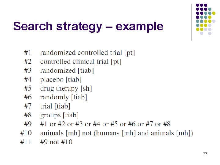 Search strategy – example 20 