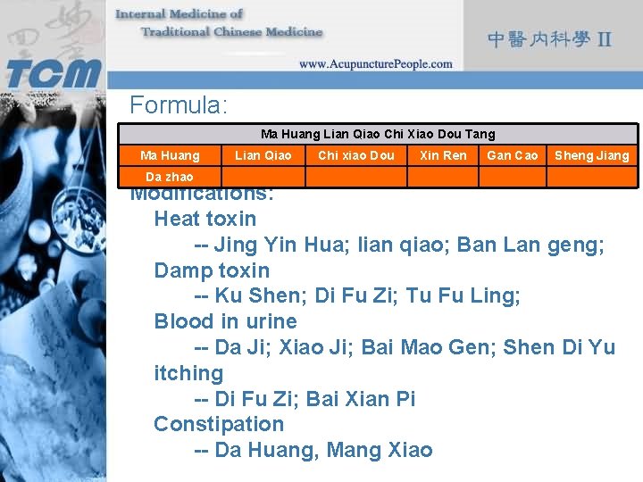 Formula: Ma Huang Lian Qiao Chi Xiao Dou Tang Ma Huang Da zhao Lian