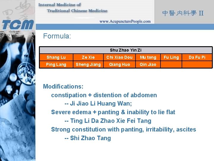 Formula: Shu Zhao Yin Zi Shang Lu Ze Xie Chi Xiao Dou Mu tong