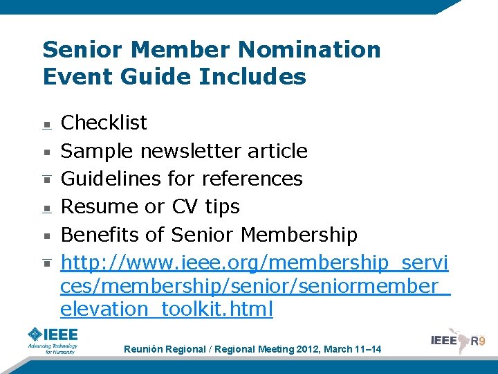 Senior Member Nomination Event Guide Includes Checklist Sample newsletter article Guidelines for references Resume