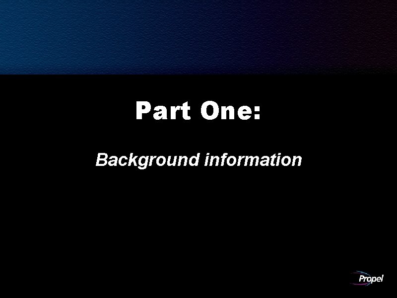 Part One: Background information 