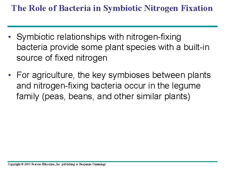 The Role of Bacteria in Symbiotic Nitrogen Fixation • Symbiotic relationships with nitrogen-fixing bacteria