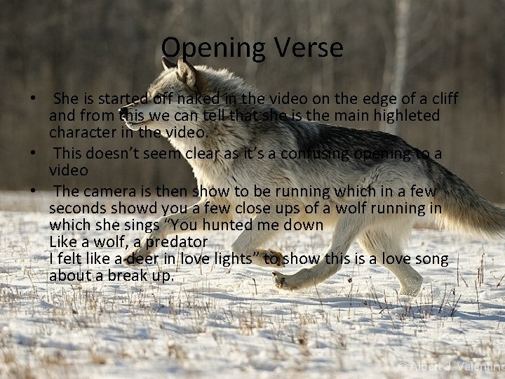 Opening Verse • She is started off naked in the video on the edge
