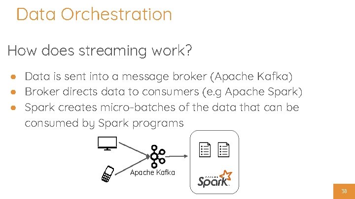 Data Orchestration How does streaming work? ● Data is sent into a message broker