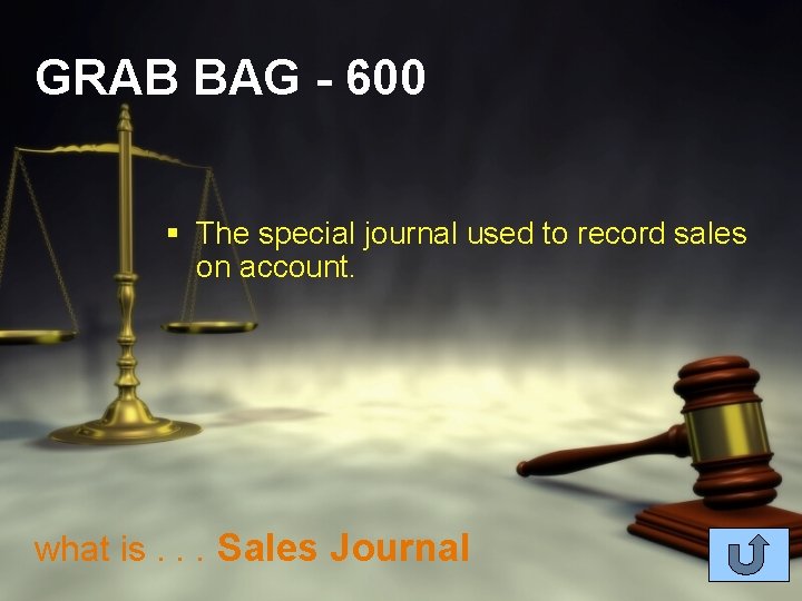 GRAB BAG - 600 § The special journal used to record sales on account.