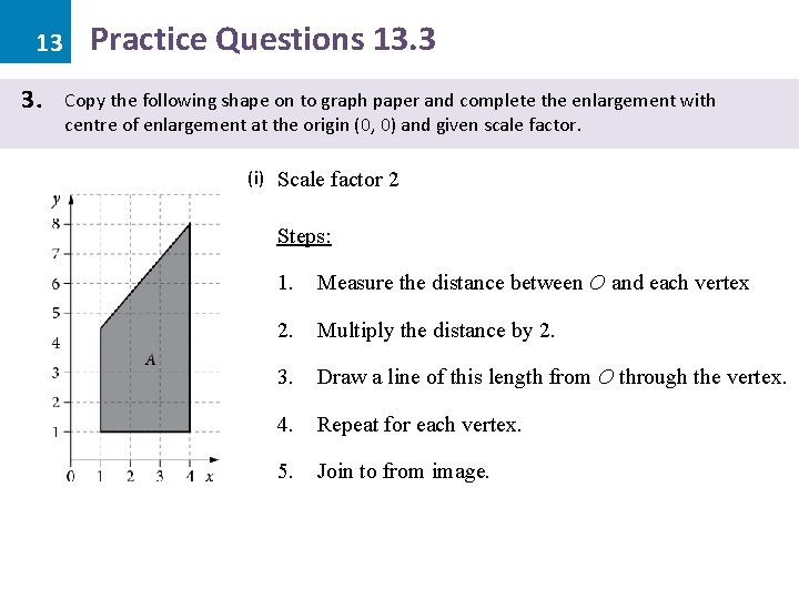 13 3. Practice Questions 13. 3 Copy the following shape on to graph paper