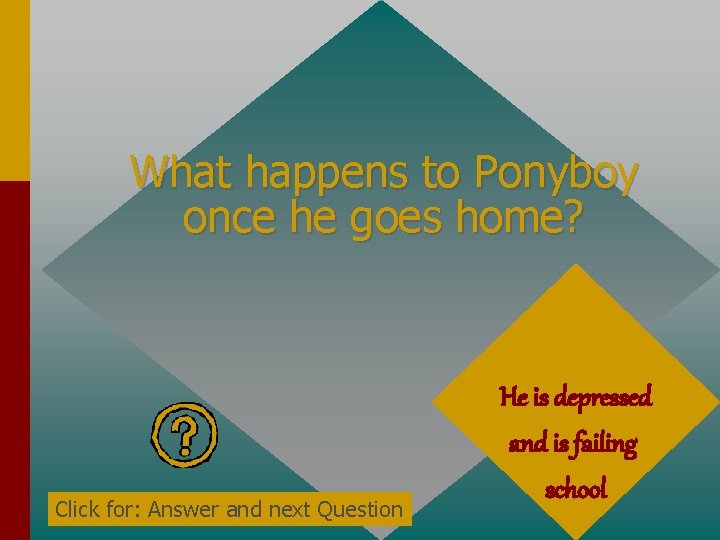What happens to Ponyboy once he goes home? Click for: Answer and next Question