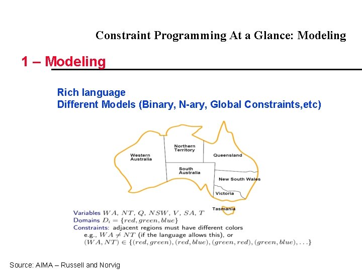 Constraint Programming At a Glance: Modeling 1 – Modeling Rich language Different Models (Binary,