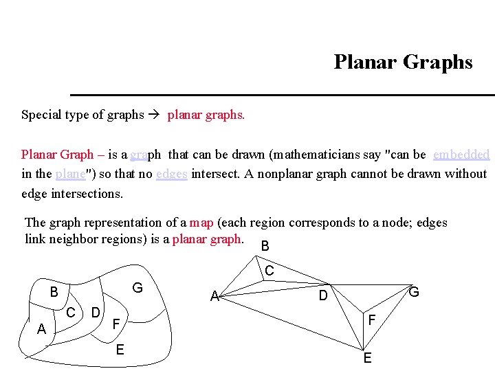 Planar Graphs Special type of graphs planar graphs. Planar Graph – is a graph