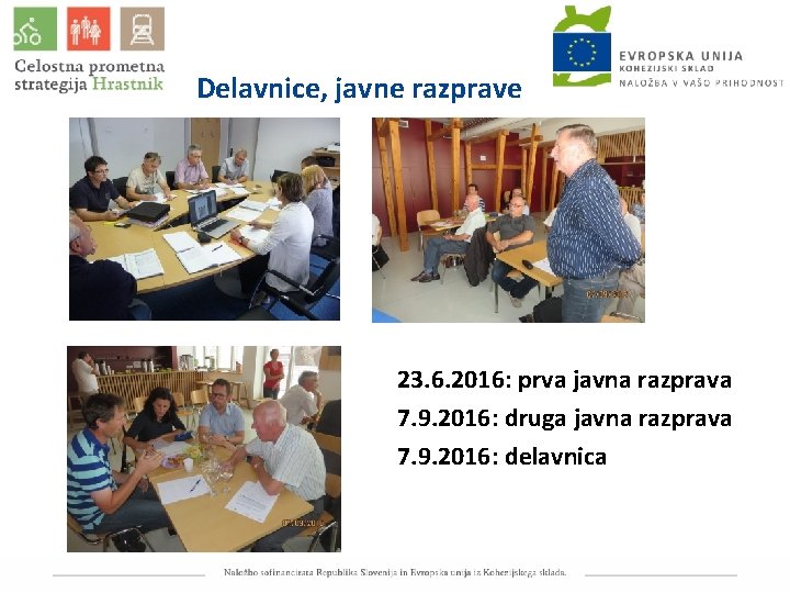 Delavnice, javne razprave 23. 6. 2016: prva javna razprava 7. 9. 2016: druga javna