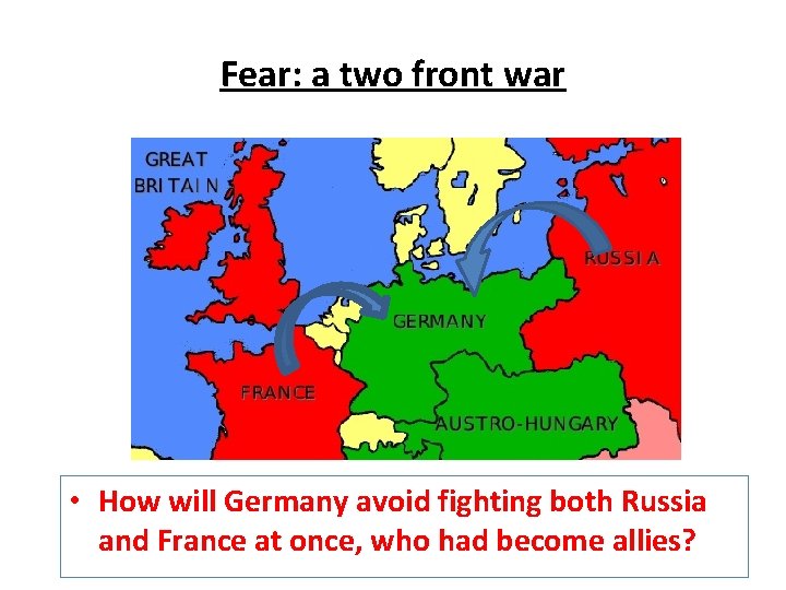 Fear: a two front war • How will Germany avoid fighting both Russia and