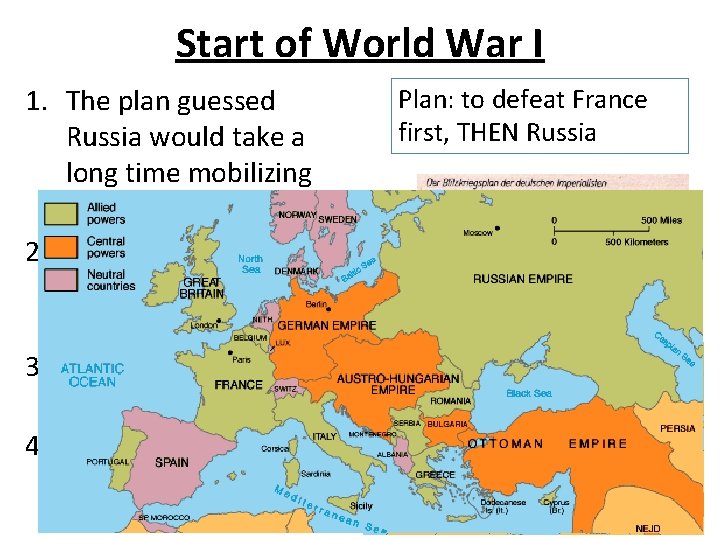 Start of World War I 1. The plan guessed Russia would take a long