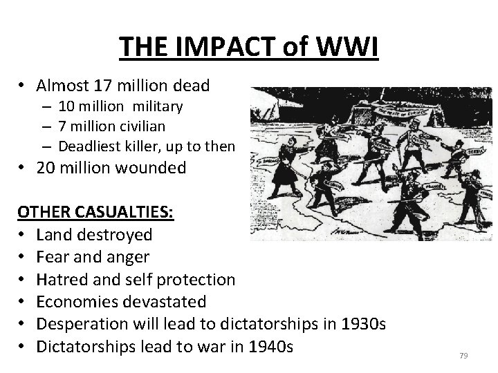 THE IMPACT of WWI • Almost 17 million dead – 10 million military –