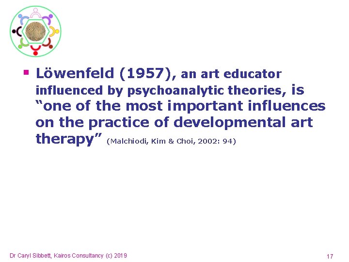 § Löwenfeld (1957), an art educator influenced by psychoanalytic theories, is “one of the § Löwenfeld (1957), an art educator influenced by psychoanalytic theories, is “one of the