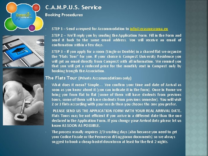 C. A. M. P. U. S. Service Booking Procedures STEP 1 – Send a
