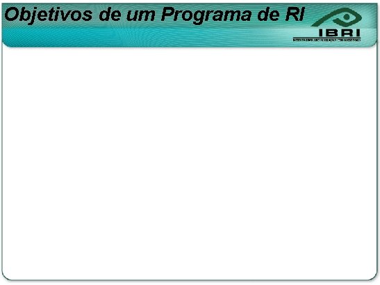 Objetivos de um Programa de RI 