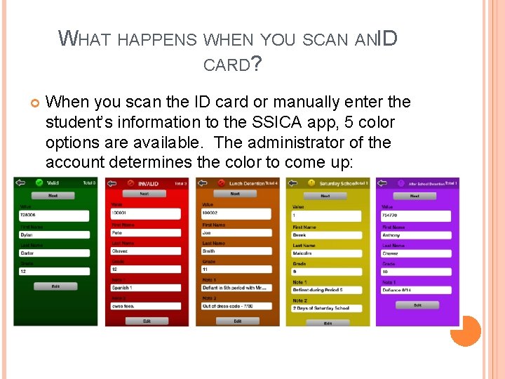 WHAT HAPPENS WHEN YOU SCAN ANID CARD? When you scan the ID card or