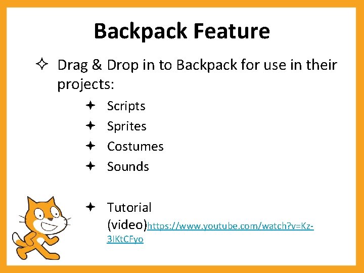 Backpack Feature Drag & Drop in to Backpack for use in their projects: Scripts