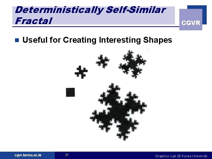 Deterministically Self-Similar Fractal n CGVR Useful for Creating Interesting Shapes cgvr. korea. ac. kr