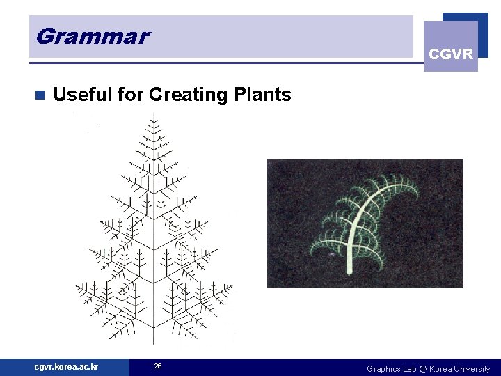 Grammar n CGVR Useful for Creating Plants cgvr. korea. ac. kr 26 Graphics Lab